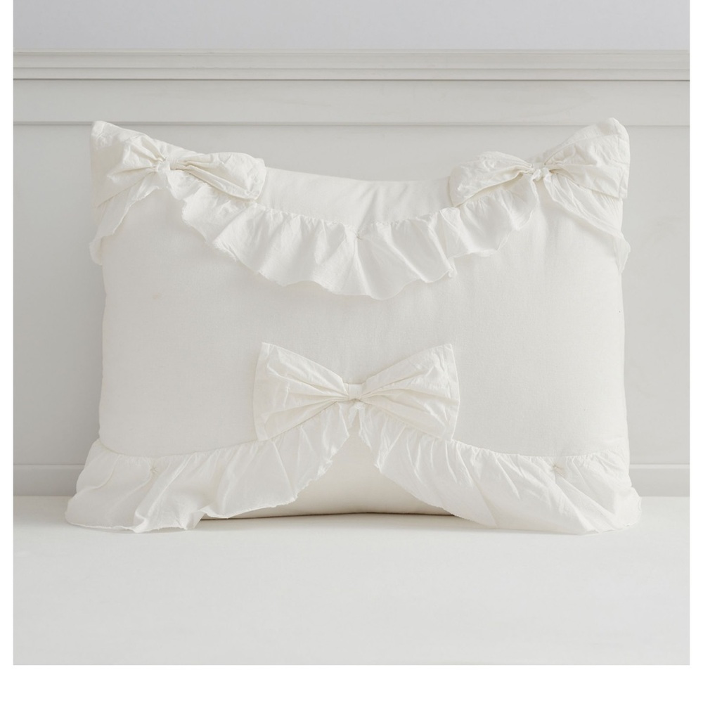 LoveShackFancy White Ruffle Bow Sham